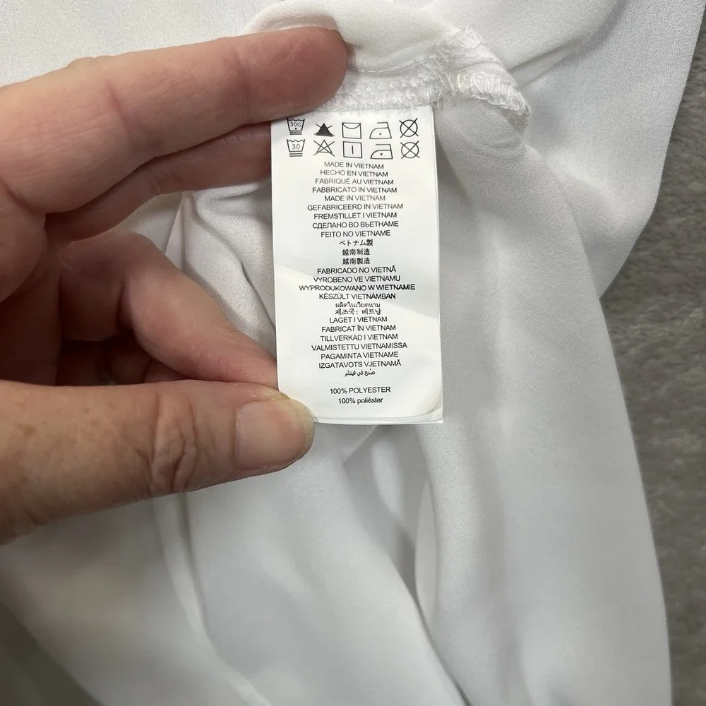 Michael‎ Kors Top White Large Roll Tab Sleeve Blouse W/Gold Zippers NEW